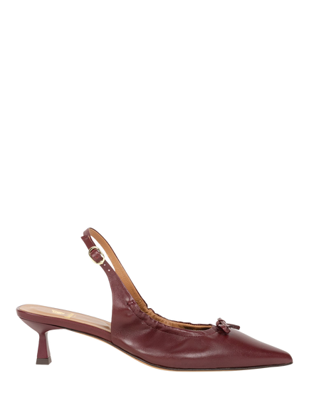 Bobbies Gigi Leather Heeled Slingback Court Shoes, Garnet, Garnet
