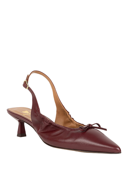 Bobbies Gigi Leather Heeled Slingback Court Shoes, Garnet - view 2, Garnet