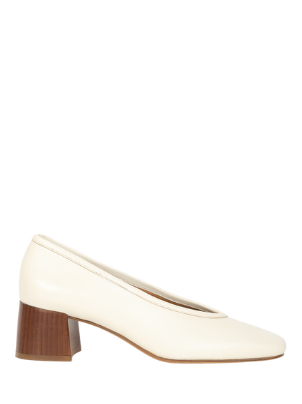 Bobbies Carolyn Block Heel Leather Pumps, Milk
