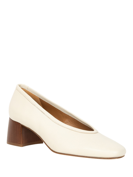 Bobbies Carolyn Block Heel Leather Pumps - view 2, Milk