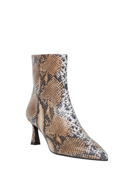 Bobbies Audrey Snake Embossed Leather Heeled Ankle Boots, Boa - view 2, Boa