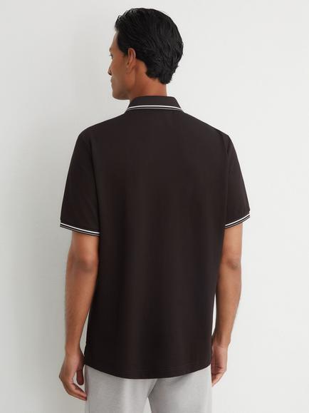 Reiss Vale R-Flex Half Zip Polo Top - view 2, Brown