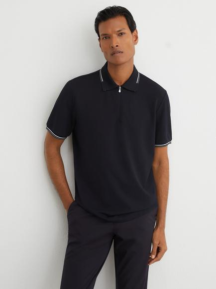 Reiss Vale R-Flex Half Zip Polo Top, Navy