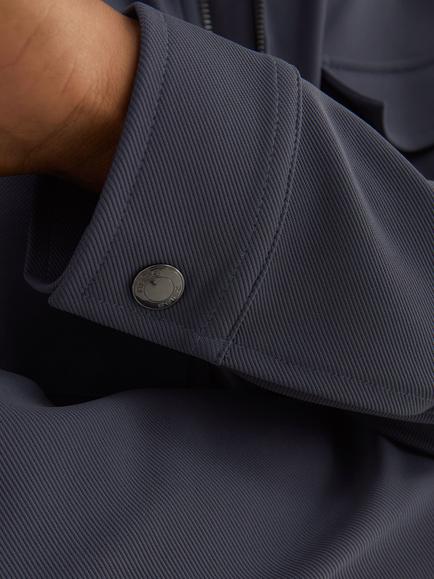 Reiss Glover R-Flex Zip Through Stretch Twill Overshirt - view 2, Airforce Blue