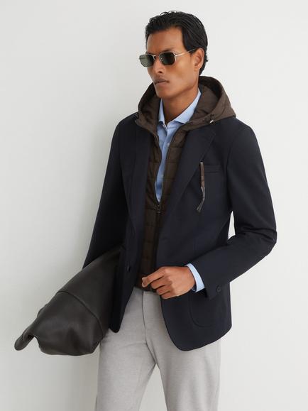 Reiss Boxer R-Flex Tailored Fit Blazer, Navy/Brown, Navy/Brown