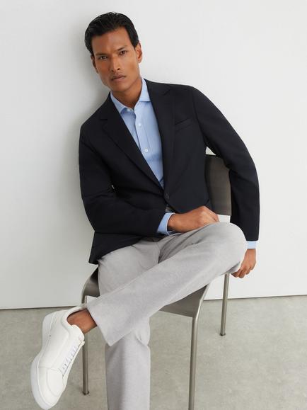 Reiss Boxer R-Flex Tailored Fit Blazer, Navy/Brown - view 2, Navy/Brown