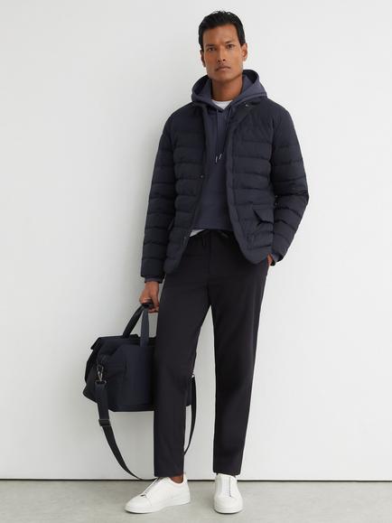 Reiss Rider R-Flex Jersey Formal Trousers, Navy - view 2, Navy