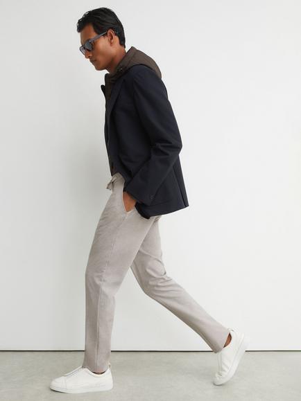 Reiss Rider R-Flex Drawcord Trousers, Grey Melange - view 2, Grey Melange