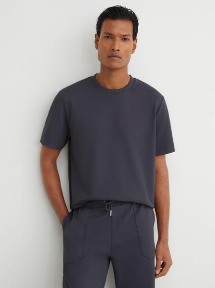 Reiss Day R-Flex Crew Neck Stretch Twill T-Shirt, Airforce Blue