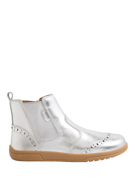 Bobux Kids' Billie Kid+ Metallic Leather Boots, Silver, Silver