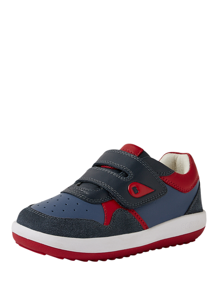 Bobux Kids' Baseline Leather Trainers, Navy/Salsa - view 2, Navy/Salsa