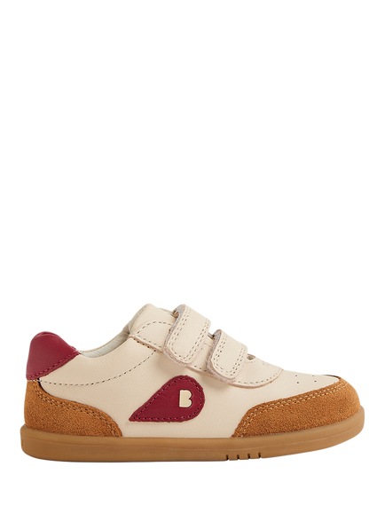 Bobux Kids' Champ I-Walk Leather Trainers, Chalk Caramel/Tibetan Red, Chalk Caramel/Tibetan Red