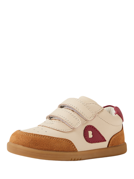 Bobux Kids' Champ I-Walk Leather Trainers, Chalk Caramel/Tibetan Red - view 2, Chalk Caramel/Tibetan Red
