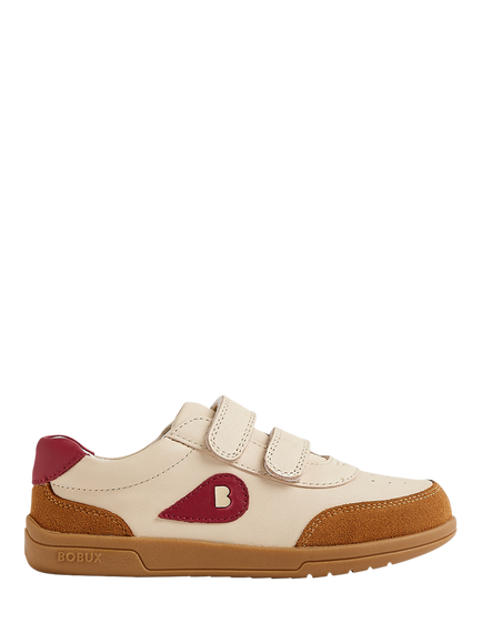 Bobux Kids' Champ KP Leather Trainers, Chalk Caramel/Tibetan Red, Chalk Caramel/Tibetan Red