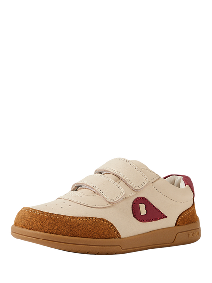 Bobux Kids' Champ KP Leather Trainers, Chalk Caramel/Tibetan Red - view 2, Chalk Caramel/Tibetan Red