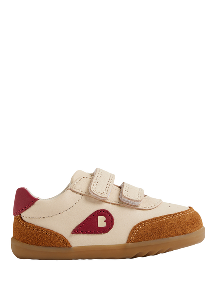 Bobux KIds' Champ Step-Up Leather Trainers, Chalk Caramel/Tibetan Red, Chalk Caramel/Tibetan Red