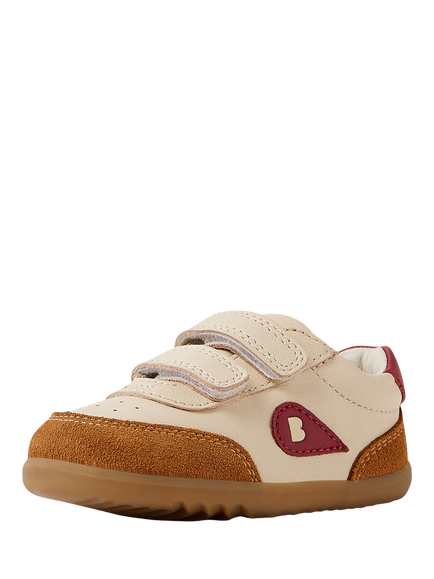 Bobux KIds' Champ Step-Up Leather Trainers, Chalk Caramel/Tibetan Red - view 2, Chalk Caramel/Tibetan Red