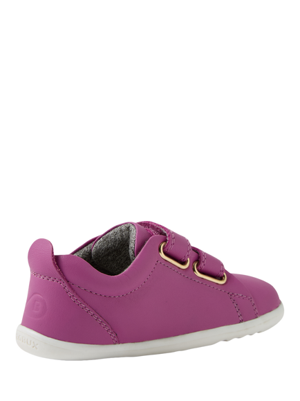 Bubux Kids' Grass Court Step-Up Leather Trainers, Cattleya Orchid - view 2, Cattleya Orchid