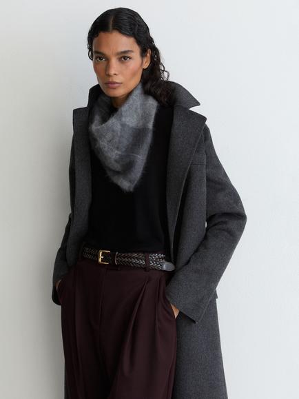 Reiss Argyle Cashmere Knitted Neck Scarf, Grey - view 2, Grey