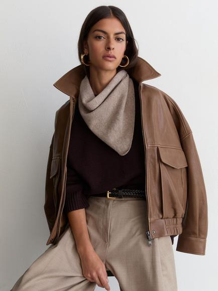 Reiss Karlie Wool Scarf, Oatmeal - view 2, Oatmeal