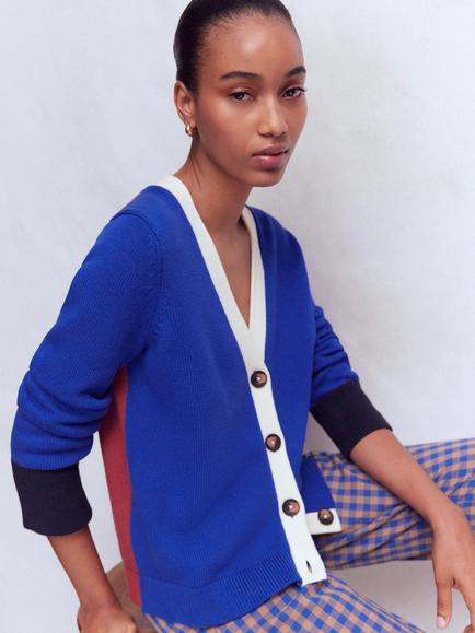 Boden Lucy Relaxed Cardigan, Bright Blue, Bright Blue