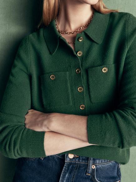 Boden Marianne Merino Wool Polo Jumper, Hunter Green - view 2, Hunter Green