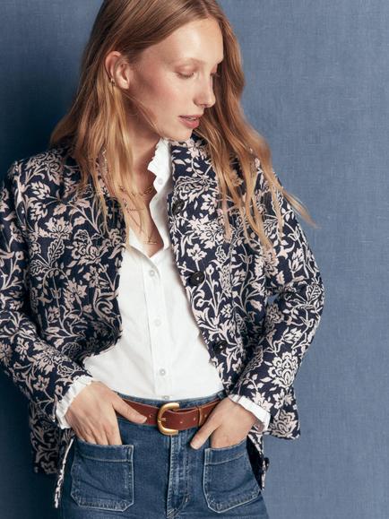 Boden Fife Jacquard Chore Jacket, Navy, Navy