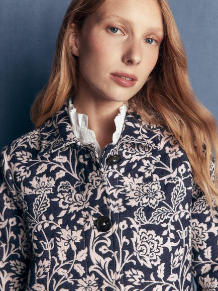 Boden Fife Jacquard Chore Jacket, Navy - view 2, Navy