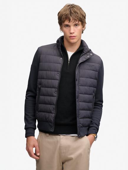 Superdry Interlock Hybrid Jacket, Charcoal, Charcoal