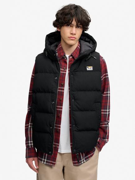 Superdry Everest Hooded Gilet, Jet Black, Jet Black