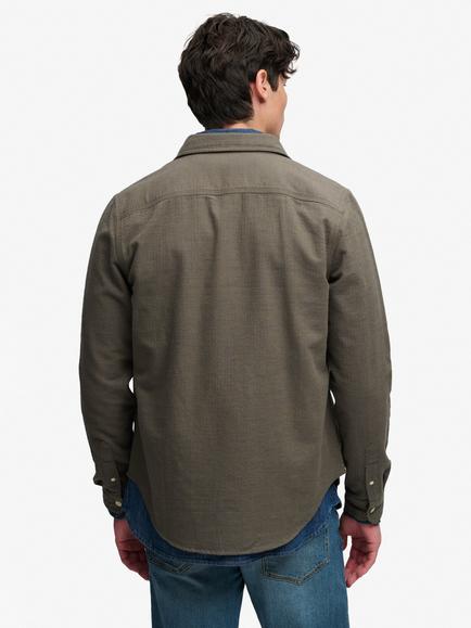 Superdry Herringbone Cotton Workwear Shirt - view 2, Olive Green