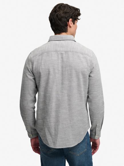 Superdry Herringbone Cotton Workwear Shirt - view 2, Slate Grey
