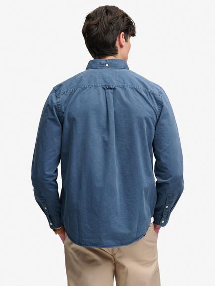 Superdry Cotton Garment Dyed Long Sleeve Shirt - view 2, Tumbled Slate Blue