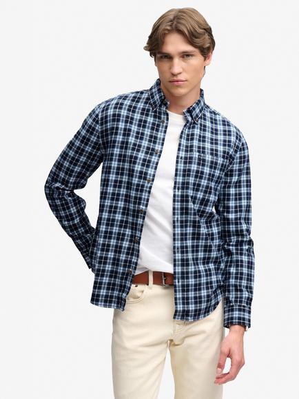 Superdry Long Sleeve Cotton Lumberjack Shirt, Cambell Navy