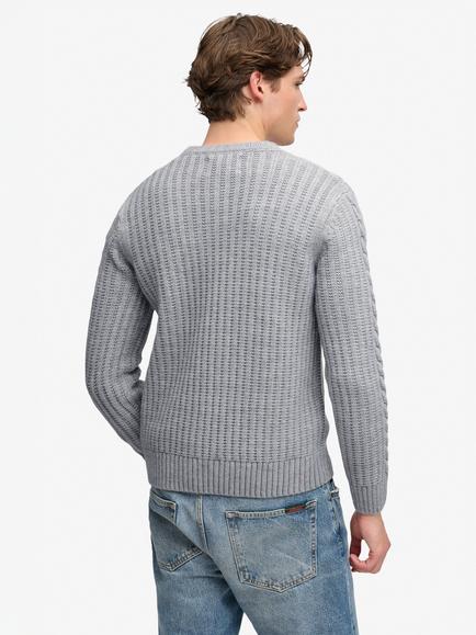 Superdry Jacob Cable Knit Jumper - view 2, Mid Grey
