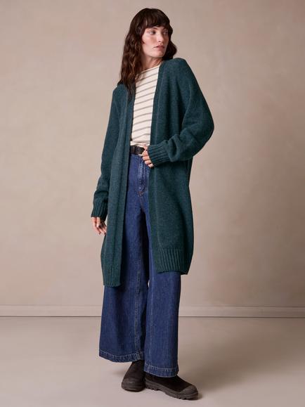 Celtic & Co. Geelong Wool Weekend Longline Cardigan, Dark Icelandic Blue, Dark Icelandic Blue