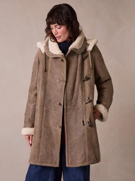 Celtic & Co. Sheepskin Hooded Duffle Coat, Walnut, Walnut
