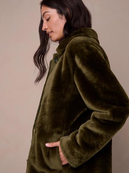 Celtic & Co. Sheepskin Shacket, Dark Olive - view 2, Dark Olive