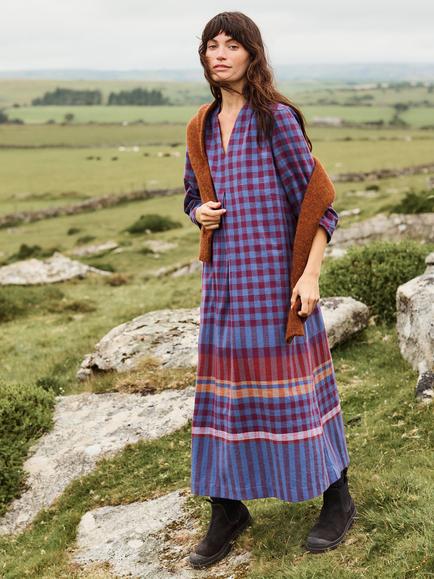 Celtic & Co. Engineered Check Maxi Dress, Multi - view 2, Multi