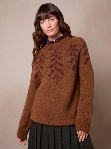 Celtic & Co. British Wool Botanical Fair Isle Jumper, Rust, Rust