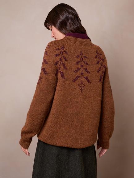 Celtic & Co. British Wool Botanical Fair Isle Jumper, Rust - view 2, Rust