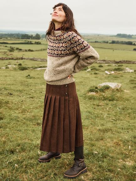 Celtic & Co. Kilcarra Donegal Wool Fair Isle Yoke Jumper, Pebble - view 2, Pebble