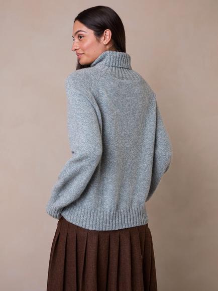 Celtic & Co. Supersoft Weekend Turtle Neck Jumper, Skylight Marl - view 2, Skylight Marl