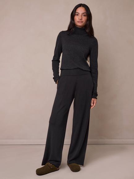 Celtic & Co. Merino Wool Wide Leg Joggers, Charcoal - view 2, Charcoal