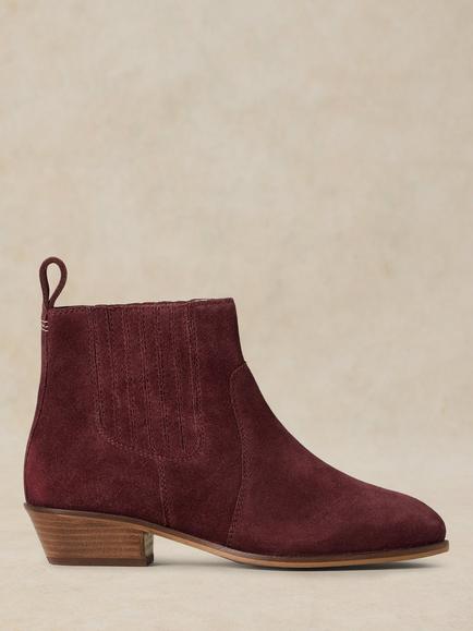 White Stuff Wide Fit Suede Ankle Boots, Dark Red, Dark Red