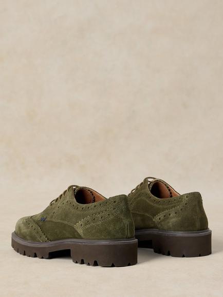 White Stuff Thalia Suede Brogues - view 2, Khaki Green