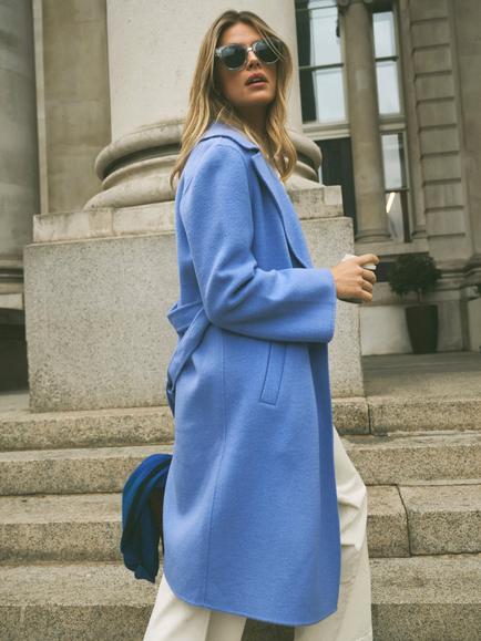NRBY Maxine Wool Rich Overcoat - view 2, Azure Blue
