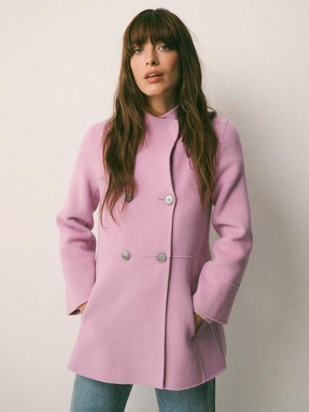 NRBY Panita Wool Rich Pea Coat, Pink