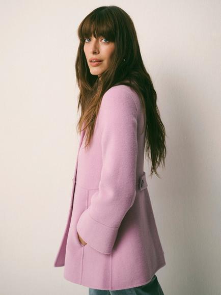 NRBY Panita Wool Rich Pea Coat - view 2, Pink