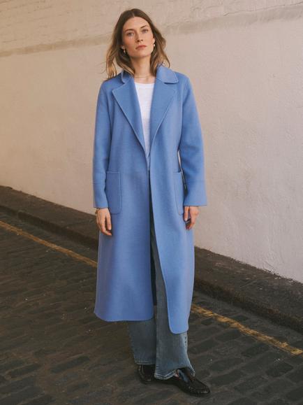 NRBY Tasha Wool Rich Overcoat, Azure Blue, Azure Blue